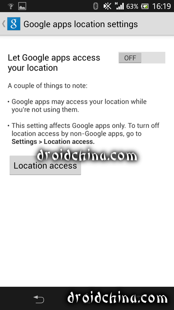 Google access location settings